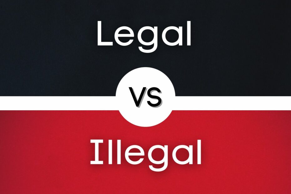 text reading legal vs illegal in black white and red